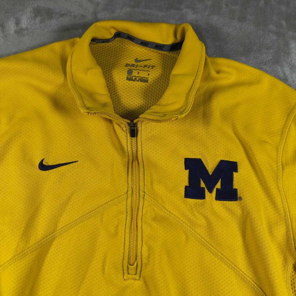 University Of Michigan Sweatshirt Men Large Nike Quarter Zip Wolverines Dri Fit